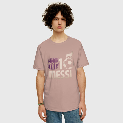 Мужская футболка хлопок Oversize с принтом 1 Love Messi, фото на моделе #1