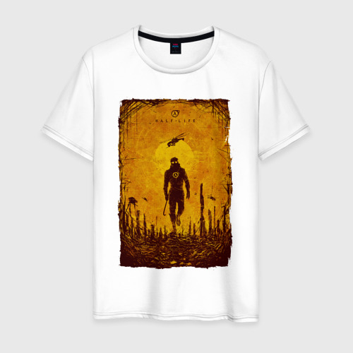 Мужская футболка из хлопка с принтом Freeman Half-life 2, вид спереди №1