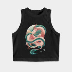 Женская укороченная майка-топ хлопок Дракон