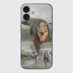Чехол для iPhone 16 силиконовый с защитой камеры Т-Рекс Динозавр Dino