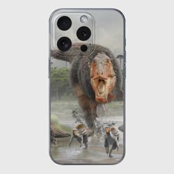 Чехол для iPhone 15 Pro Max силиконовый с защитой камеры Т-Рекс Динозавр Dino