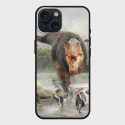 Чехол силиконовый для Apple iPhone 15 матовый Т-Рекс Динозавр Dino