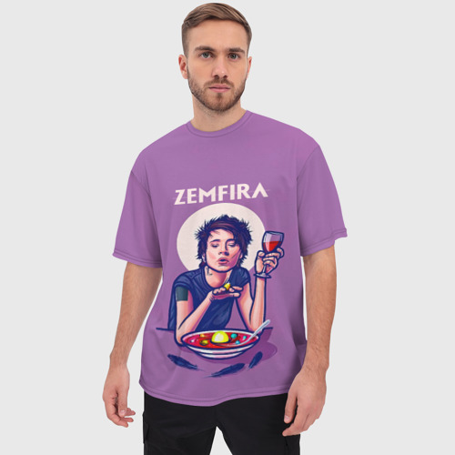 Мужская футболка oversize 3D Zemfira арт ужин, цвет 3D печать - фото 3