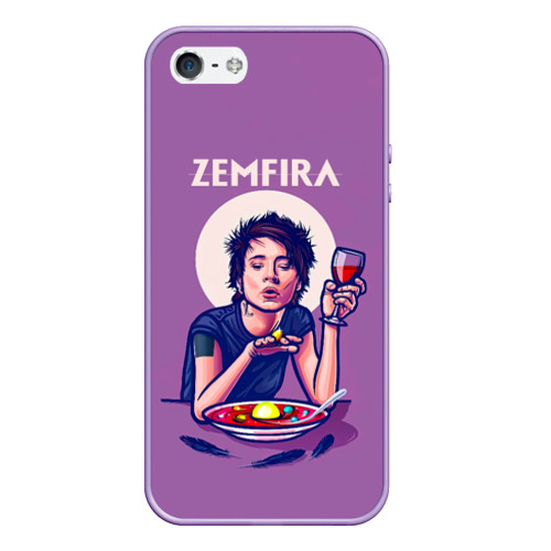 Чехол для iPhone 5/5S матовый Zemfira арт ужин, цвет светло-сиреневый