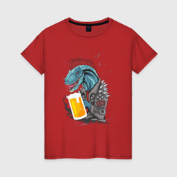 Женская футболка хлопок Пивозавр - Гранж