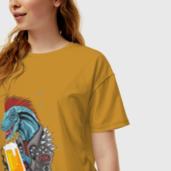 Женская футболка хлопок Oversize Пивозавр - Гранж - фото 2