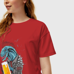 Женская футболка хлопок Oversize Пивозавр - Гранж - фото 2