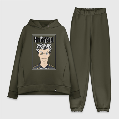 Женский костюм хлопок Oversize Котаро Бокуто Haikyuu!!, цвет хаки