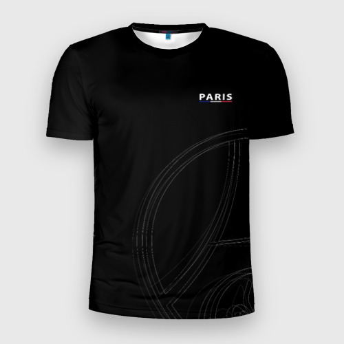 Мужская футболка 3D Slim с принтом PSG Core Big Logo Black New 2022-23, вид спереди #2