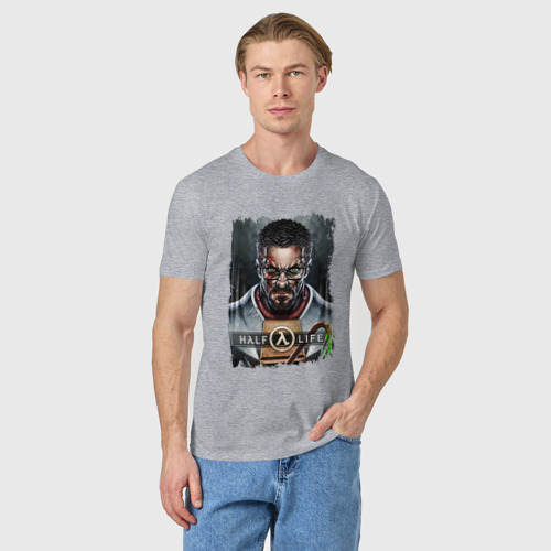 Мужская футболка хлопок Злой Фриман, цвет меланж - фото 3