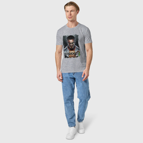Мужская футболка хлопок Злой Фриман, цвет меланж - фото 5