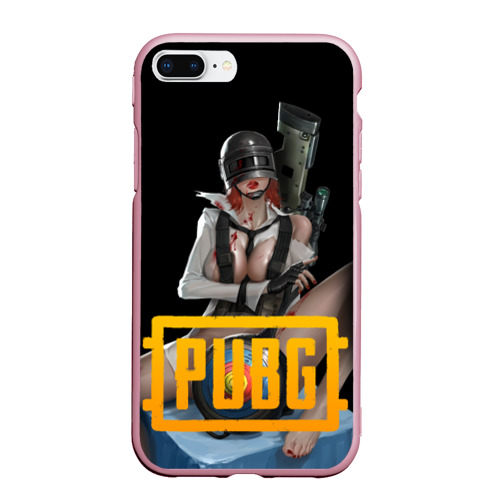 Чехол для iPhone 7Plus/8 Plus матовый PUBG 18+ girl, цвет розовый