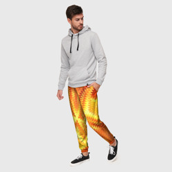 Мужские брюки 3D Желто-оранжевая абстракция зигзаг - фото 2