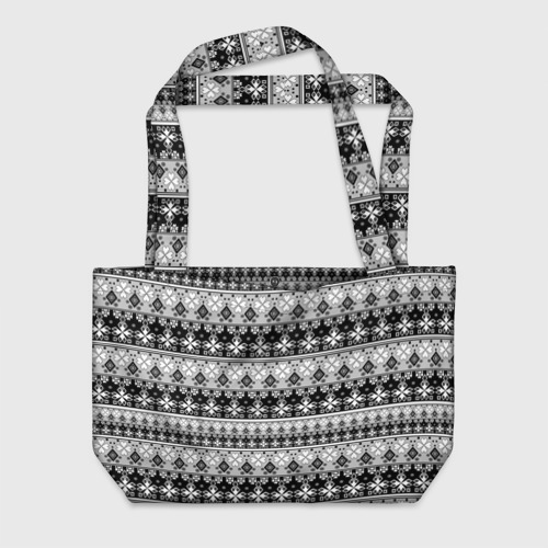 Пляжная сумка 3D Черно-белый скандинавский этнический орнамент 