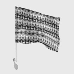 Флаг для автомобиля Черно-белый скандинавский этнический орнамент 