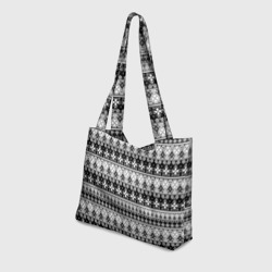 Пляжная сумка 3D Черно-белый скандинавский этнический орнамент  - фото 2