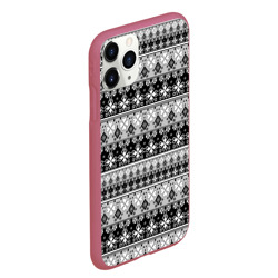Чехол для iPhone 11 Pro Max матовый Черно-белый скандинавский этнический орнамент  - фото 2