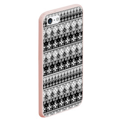 Чехол для iPhone 5/5S матовый Черно-белый скандинавский этнический орнамент  - фото 2