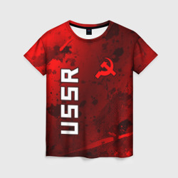 Женская футболка 3D USSR - Серп и Молот - Краска