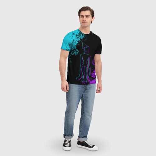Мужская футболка 3D Неоновый Сиреноголовый, цвет 3D печать - фото 5