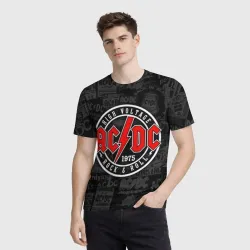 Мужская футболка 3D AC DC high voltage - фото 2