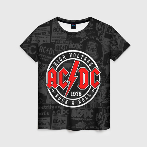 Женская футболка 3D с принтом AC DC HIGH VOLTAGE, вид спереди #2