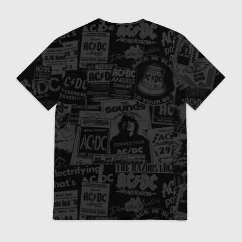 Мужская футболка 3D с принтом AC DC high voltage, вид сзади #1