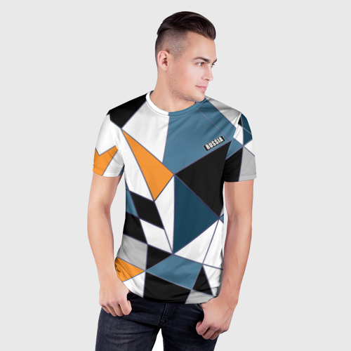 Мужская футболка 3D Slim с принтом Геометрический  узор, фото на моделе #1