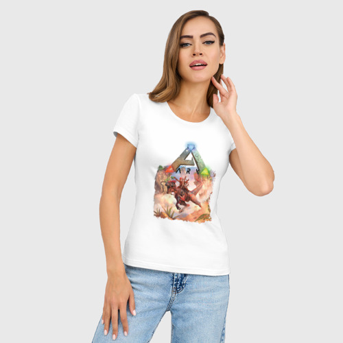 Женская футболка хлопок Slim Ark Survival Арк сурвивал, цвет белый - фото 3