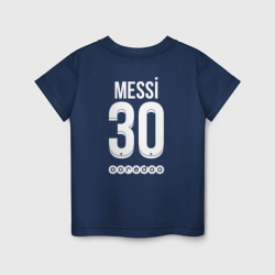 Футболка с принтом Messi 30 PSG для ребенка, вид сзади №1. Цвет основы: темно-синий