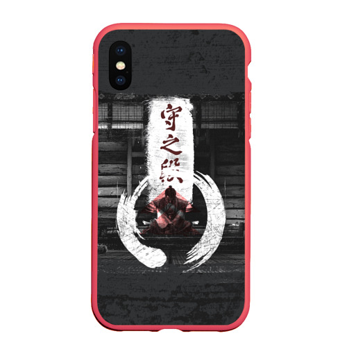 Чехол для iPhone XS Max матовый Самурай призрак Цусимы, цвет красный