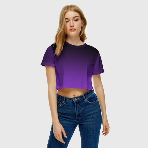 Женская футболка Crop-top 3D Градиент - фиолетовый