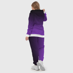 Костюм с принтом Градиент - фиолетовый для женщины, вид на модели сзади №3. Цвет основы: белый