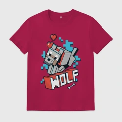 Мужская футболка хлопок Майнкрафт Волк, Minecraft Wolf