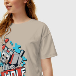 Женская футболка хлопок Oversize Майнкрафт Волк, Minecraft Wolf - фото 2