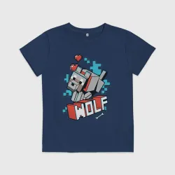 Детская футболка хлопок Майнкрафт Волк, Minecraft Wolf