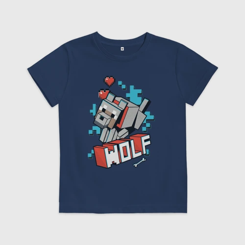 Детская футболка хлопок Майнкрафт Волк, Minecraft Wolf