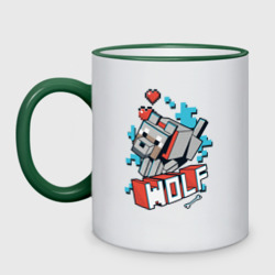 Кружка двухцветная Майнкрафт Волк, Minecraft Wolf