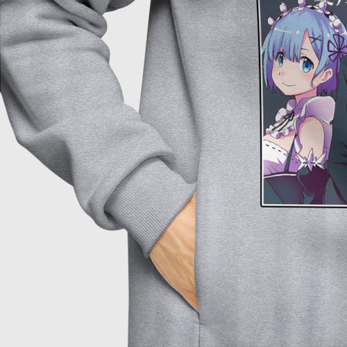 Мужское худи Oversize хлопок Нацуки Субару и Рем Re: Zero, цвет меланж - фото 8