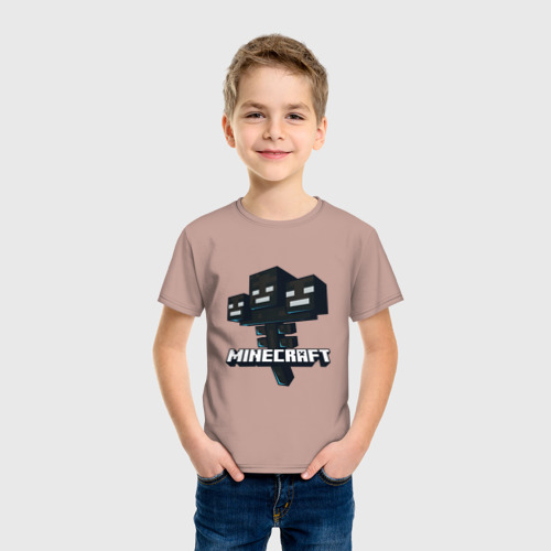 Детская футболка хлопок Визер Иссушитель Майнкрафт, цвет пыльно-розовый - фото 3