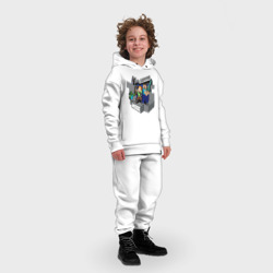 Костюм с принтом Майнкрафт выживание с модами для ребенка, вид на модели спереди №2. Цвет основы: белый