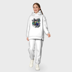 Костюм с принтом Майнкрафт выживание с модами для ребенка, вид на модели спереди №3. Цвет основы: белый
