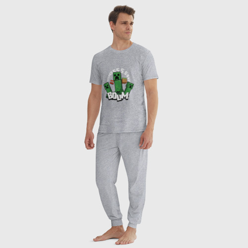 Мужская пижама хлопок с принтом Криперы (Creepers) и Динамит, вид сбоку #3