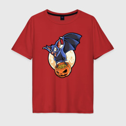Мужская футболка хлопок Oversize Halloween - летучая мышь