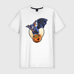Мужская футболка хлопок Slim Halloween - летучая мышь