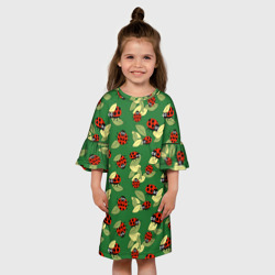 Детское платье 3D Божьи коровки на зеленом фоне - фото 2