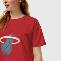 Женская футболка хлопок Oversize Miami Heat - фото 2