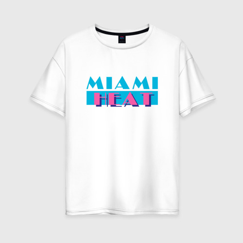 Женская футболка из хлопка оверсайз с принтом Майами Хит, вид спереди №1