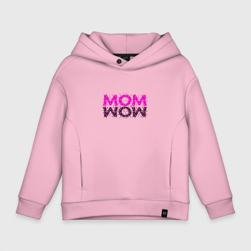 Детское худи Oversize хлопок Mom - Wow, цвет светло-розовый