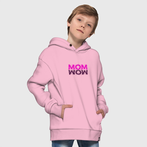 Детское худи Oversize хлопок Mom - Wow, цвет светло-розовый - фото 9